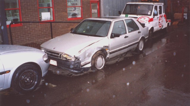 a damaged saab 9000